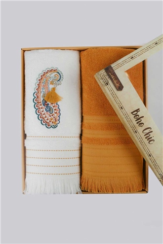Boho Chic Towel Set 50x90 90x150 - Mustard