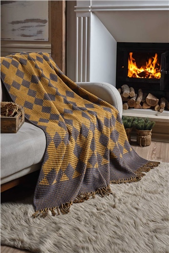 Casual Double Size Blanket - Snowly Mustard
