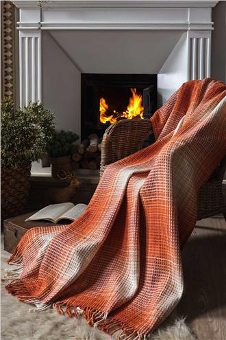 Casual Double Size Blanket - Winter Orange