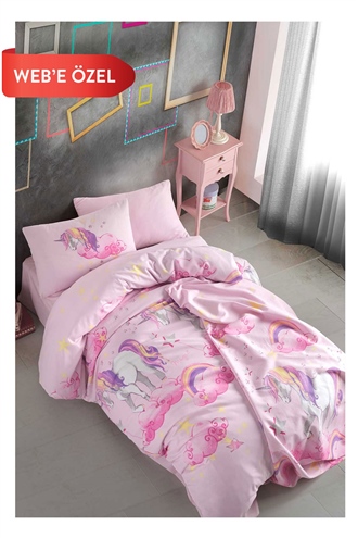 Fancy Single Size Duvet Cover Set - Unicorn Pink