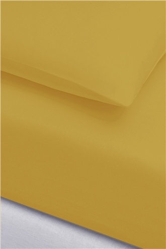 İgi Ranforce Çift Kişilik Lastikli Çarşaf Yastık Set 200x200+30 cm - Sarı