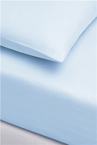 İgi Ranforce Double Size Fitted Sheet & Pillow Case Set 200x200+30 cm - Blue