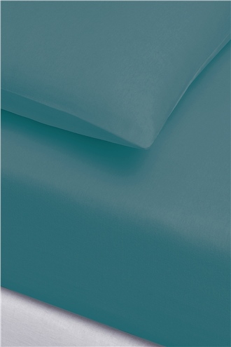 İgi Ranforce Double Size Fitted Sheet & Pillow Case Set 200x200+30 cm - Petrol Blue
