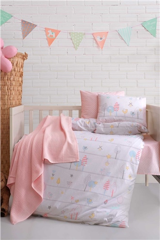 Ranforce Baby Blanket & Duvet Cover Set - Birdly Pink